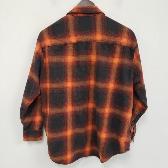 Old Navy Womens Fall Plaid Boyfriend Flannel Button Up Top Size L Orange Swiftie - Picture 2 of 8